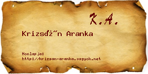 Krizsán Aranka névjegykártya